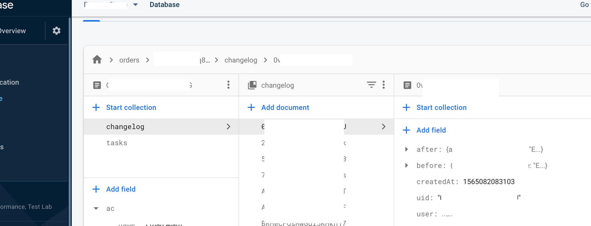 Audit logs for Firestore documents